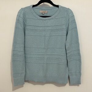 LOFT Women's Light Blue Textured Sweater